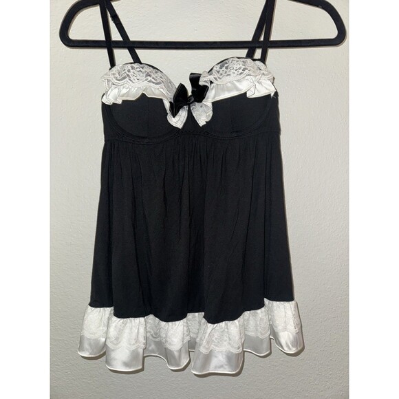 Victoria’s Secret Black & White Lace Babydoll Lingerie Size 34B NWT - Picture 1 of 5
